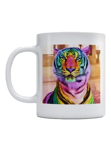 Tiger Printed Mug Yellow/Blue/Purple