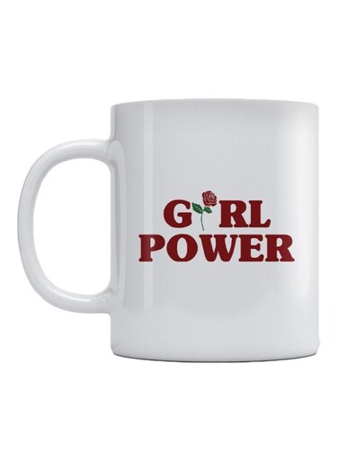 Girl Power Printed Mug White/Red/Green