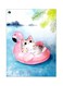 Cat In Flamingo Shaped Pool Float Themed Metallic Plate Blue/Pink/White 20x15cm