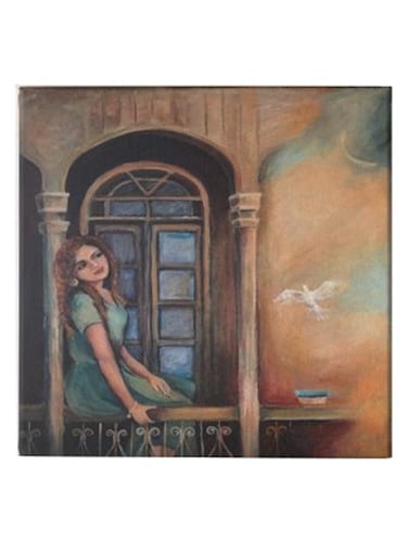Girl Animation Hidden Frame Canvas Wall Painting Multicolour 50 x 50cm