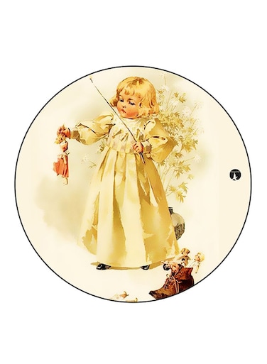 Girl Printed Fridge Magnet Round Multicolour