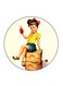 Girl Printed Fridge Magnet Multicolour 5.5 x 5.5cm