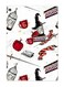 Decorative Printed Metal Plate White/Black/Red 20x15cm