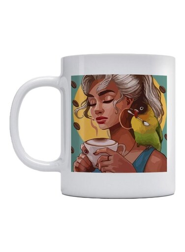 CoffeLover Printed Mug Yellow/Brown/Blue 350ml