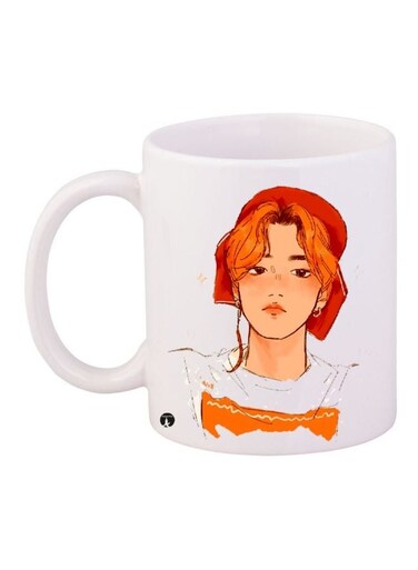 Human Figure Printed Coffee Mug White/Orange/Brown 11ounce