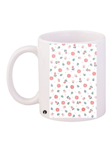 Floral Printed Coffee Mug White/Pink/Green 11ounce