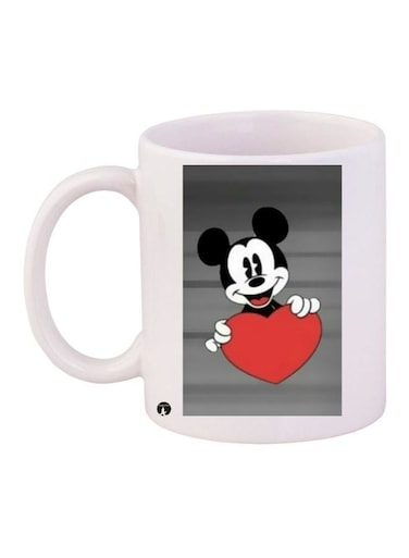 Mickey Mouse Printed Coffee Mug White/Grey/Black 11ounce