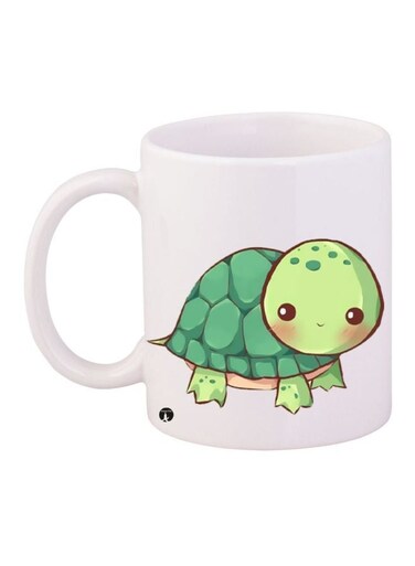 Turtle Printed Coffee Mug White/Green/Black 11ounce