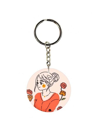 Girl Printed Double Sided Keychain