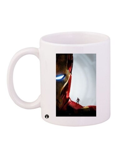 Iron Man Printed Ceramic Coffee Mug White/Red/Blue 11ounce