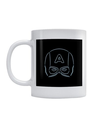 Captain America Mask Printed Mug White/Black