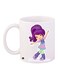 Cartoon Girl Printed Coffee Mug White/Purple/Beige 11ounce