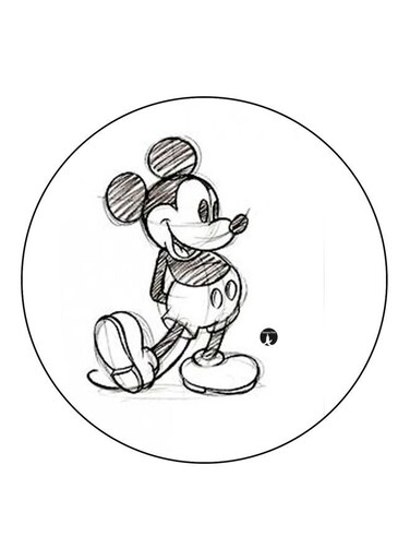 Mickey Printed Fridge Magnet White/Black 5.5cm