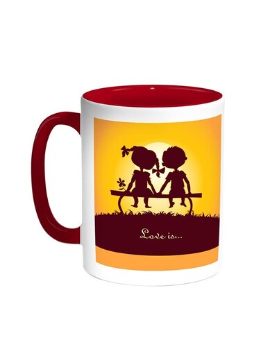 Love Is Printed Coffee Mug Red/White 11ounce