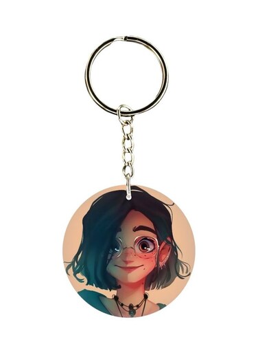 Girl Printed Double Sided Keychain