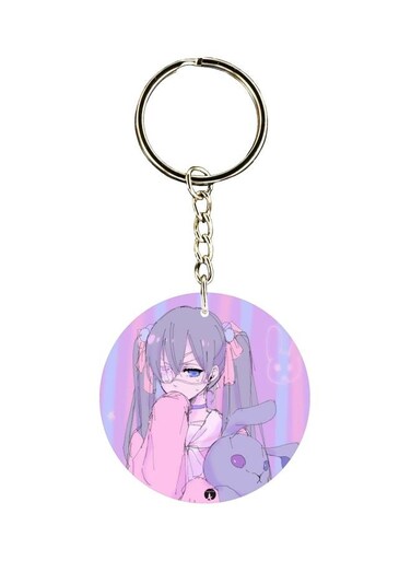 Girl Printed Double Sided Keychain