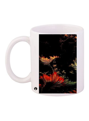 Floral Printed Coffee Mug White/Black/Red 11ounce