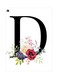 Initial D Letter With Flower Themed Decorative Metallic Plate White/Black/Pink 20x15cm