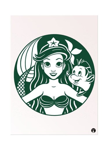 Metal Plate Of Disney Poster Green/White/Pink