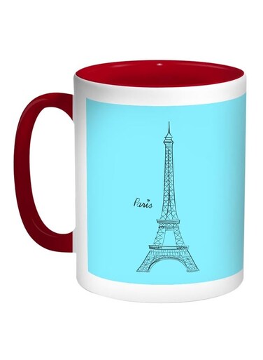 Eiffel Tower Printed Coffee Mug Blue/Red/White 11ounce