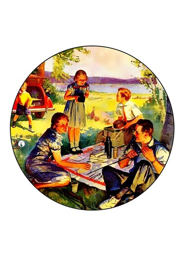 Vintage Art Printed Fridge Magnet Multicolour