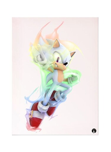 Video Game Sonic Metal Plate Poster Blue/Beige/Green 15x20cm