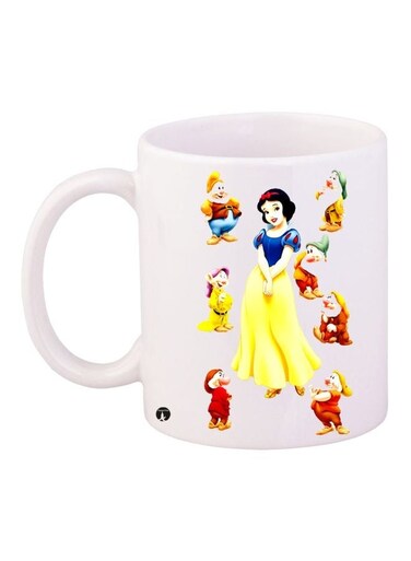 Snow White And The Seven Dwarfs Printed Coffee Mug White/Yellow/Red 11ounce