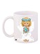 Girl With Flowers Printed Coffee Mug White/Beige/Blue 11ounce