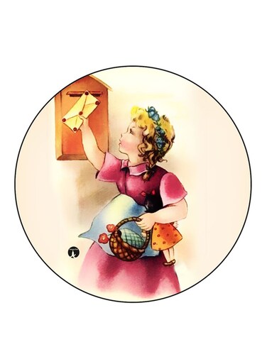 Girl Printed Fridge Magnet Multicolour
