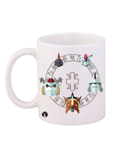 Digimon Printed Mug White/Grey 12ounce