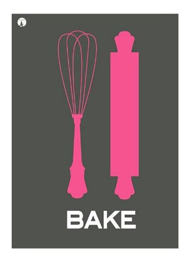 Bake Printed Decorative Plate Grey/Pink 20x15cm