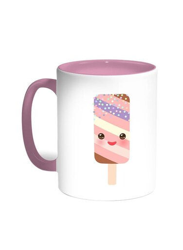 Cartoon Graphics - Ice Cream Printed Coffee Mug Pink/White 11ounce
