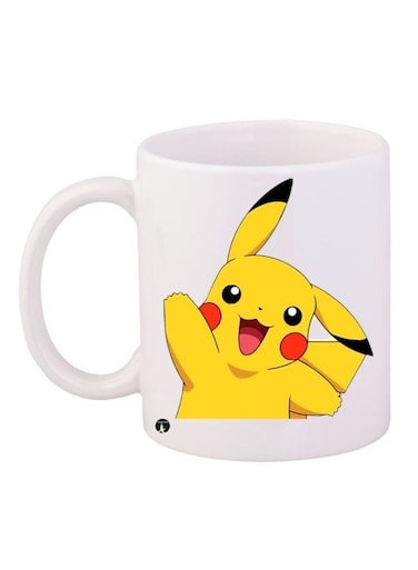 Pikachu Printed Ceramic Coffee Mug White/Yellow/Red 11ounce