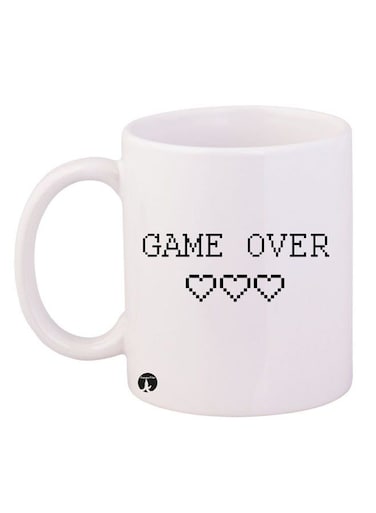 Game Over Printed Coffee Mug White/Black 12ounce
