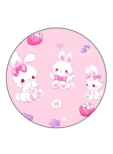 Rabbits Printed Fridge Magnet Round Multicolour