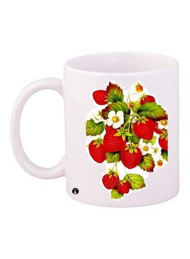 Strawberries Printed Coffee Mug White/Red/Green 11ounce