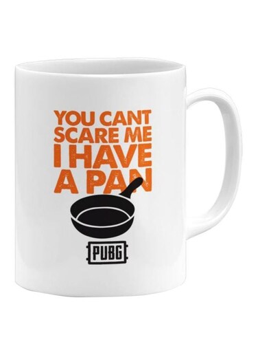 PUBG You Can't Scare Me Printed Coffee Mug White/Orange/Black