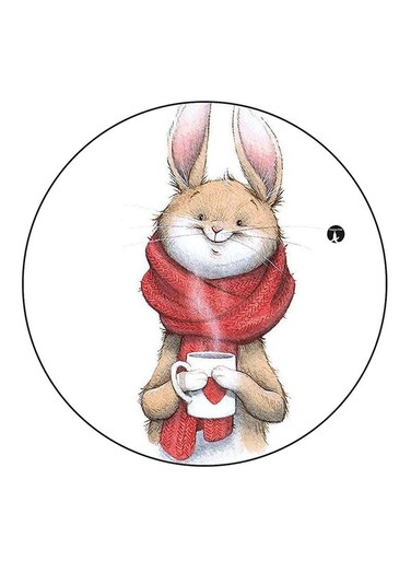 Rabbit Printed Fridge Magnet Round Multicolour