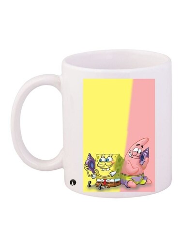 SpongeBob SquarePants Printed Coffee Mug White/Pink/Yellow 11ounce
