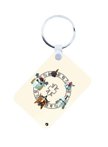 Anime Digimon Printed Keychain Beige/Grey/Brown