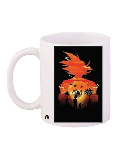 Cartoon Printed Coffee Mug White/Black/Orange 11ounce