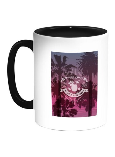Beach Party Printed Coffee Mug Blue/White/Black 11ounce