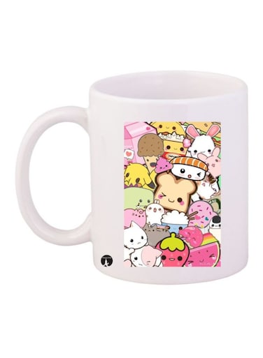 Printed Coffee Mug White/Pink/Yellow Standard Size