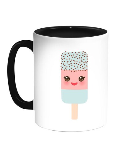 Cartoon Ice Cream Printed Coffee Mug Green/Pink/White 11ounce