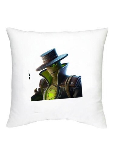 Fortnite Character Printed Decorative Cushion White/Black/Green 16x16inch