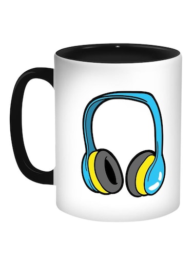 Headphone Printed Coffee Mug White/Black/Blue
