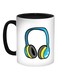 Headphone Printed Coffee Mug White/Black/Blue