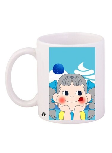 Cartoon Printed Coffee Mug White/Blue/Grey 11ounce