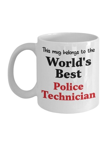 World's Best Police Technician Printed Ceramic Coffee Mug White/Black/Red