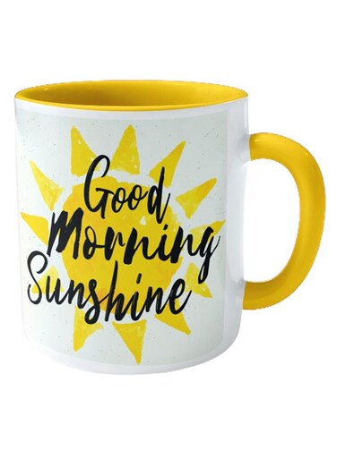 Good Morning Sunshine Print Coffee Mug Yellow/White/Black